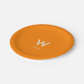 オレンジ・モノグラム・パーソナル・パーティ ペーパープレート (アングル)