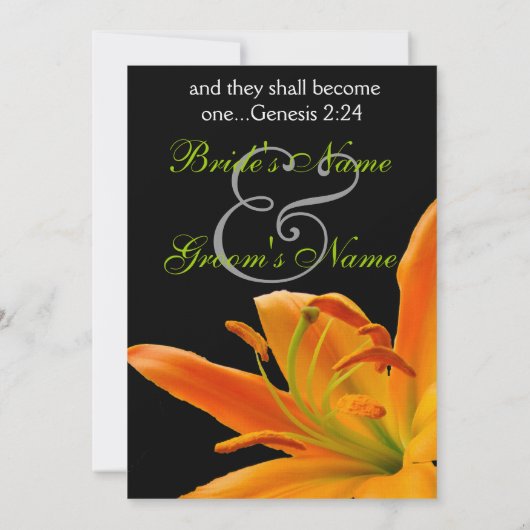 オレンジ ユリの結婚式 招待状 (裏面)