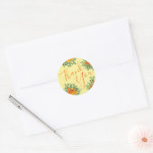 オレンジ&ライトイエロー牡丹&バラフローラ結婚ズ ラウンドシール (封筒)