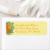 オレンジ&ライトイエロー牡丹&バラフローラ結婚ズ ラベル (インサイチュ)