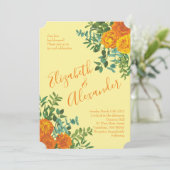 オレンジ&ライトイエロー牡丹&バラフローラ結婚ズ 招待状 (スタンド正面)