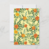 オレンジ ライトイエロー 牡丹 ローズ ウェディング セーブデート 招待状 (裏面)