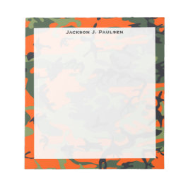 オレンジ・ライトグリーン・ブラックのカモフラージュ モノグラム ノートパッド