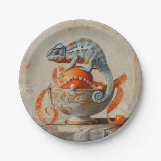 オレンジ – ラウンド紙プレート ペーパープレート (正面)