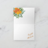 オレンジ&ラスト秋牡丹バラ結婚ズサンキュー サンキューカード (内部)