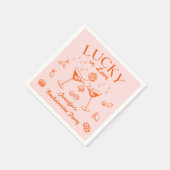 オレンジ ラッキー イン ラブ コクテル バチェロレッテ パーティー スタンダードカクテルナプキン (角)