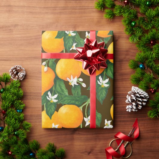 オレンジ ラッピングペーパー (クリスマスギフト)