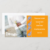 オレンジ&ラベンダーペイズリー日付を保存 セーブザデート (正面/裏面)