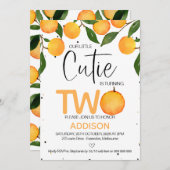 オレンジ リトル キューティー 2歳の誕生日招待状 招待状 (正面/裏面)