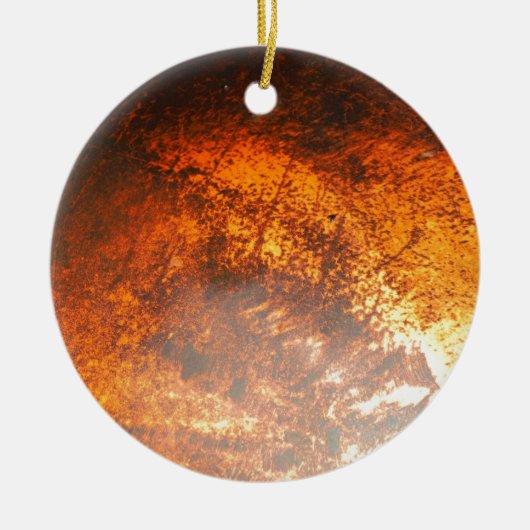 オレンジ&レッドジャンクヤードヴィンテージトラック セラミックオーナメント (正面)