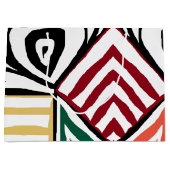 オレンジ レッド グリーン トライバル マッドクロス パターン アフリカン ラージペーパーバッグ (正面)