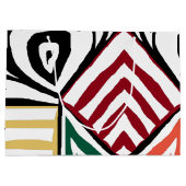 オレンジ レッド グリーン トライバル マッドクロス パターン アフリカン ラージペーパーバッグ (裏面)