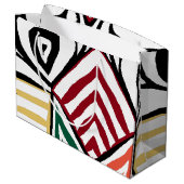 オレンジ レッド グリーン トライバル マッドクロス パターン アフリカン ラージペーパーバッグ (裏面アングル)