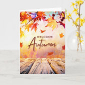 オレンジ レッド ナチュラル オータム シーズン カード (黄色い花)