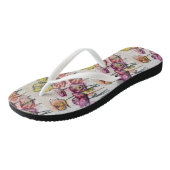 オレンジ レッド パープル ポピーの花の女性 ビーチサンダル (アングル)