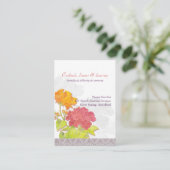 オレンジ レッド フローラル ウェディング レセプション エンクロージャーカード (スタンド正面)