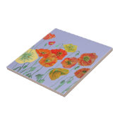 オレンジ レッド ポピー ケイトウ 水彩 花 紫 タイル (側面)