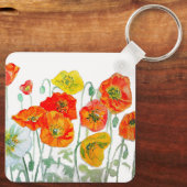 オレンジ レッド ポピー フラワー パターン サンクス キーホルダー (裏面)