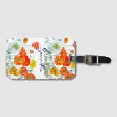 オレンジ レッド ポピー フラワー パターン サンクス ラゲッジタグ (正面横)