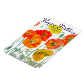 オレンジ レッド ポピー フラワー パターン ハッピー バースデー マグネット (左側)