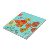 オレンジ レッド ポピー ポピーの水彩花柄 タイル (側面)