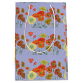 オレンジ レッド ポピー マーブ ル パープル 水彩 ミディアムペーパーバッグ (正面)