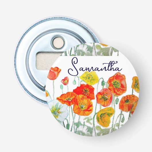 オレンジ レッド ポピー 花柄 サンクス 栓抜き (正面)