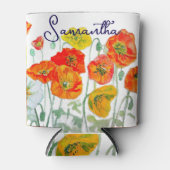 オレンジ レッド ポピー 花柄 サンクス 缶クーラー (正面)