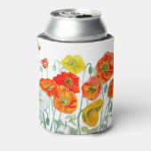 オレンジ レッド ポピー 花柄 サンクス 缶クーラー (缶裏面)