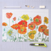 オレンジ レッド ポピー 花柄 水彩 薄葉紙 (クラフト)