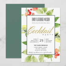 オレンジ レッド ローズ ウォーターカラー フローラル コックテール パーティー