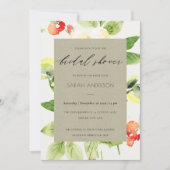 オレンジ レッド ローズ 水彩 フラワーズ ブライダル シャワー 招待状 (正面)