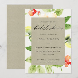 オレンジ レッド ローズ 水彩 フラワーズ ブライダル シャワー 招待状