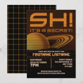 オレンジ・レトロウェーブ・サプライズバースデーパーティー招待状 招待状 (正面/裏面)