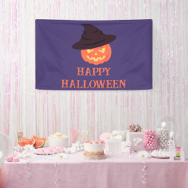 オレンジ レトロ かぼちゃ ハッピー ハロウィン パーティー 横断幕