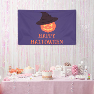オレンジ レトロ かぼちゃ ハッピー ハロウィン パーティー 横断幕