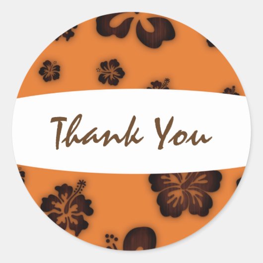 オレンジ レトロ & ウッド ヒマワリの花 ステッカー (正面)