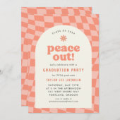 オレンジ レトロ グルーヴィー 70年代 卒業パーティー 招待状 (正面/裏面)
