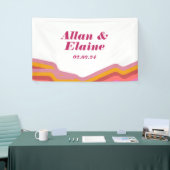 オレンジ レトロ グルーヴィー 70's ゲストブック 横断幕 (トレードショー)