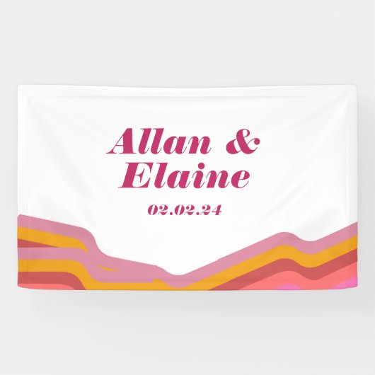 オレンジ レトロ グルーヴィー 70's ゲストブック 横断幕 (横)