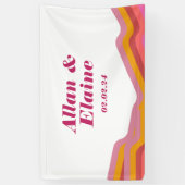 オレンジ レトロ グルーヴィー 70's ゲストブック 横断幕 (縦)