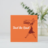 オレンジ レトロ 感謝祭 ディナー 招待状 (スタンド正面)