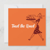 オレンジ レトロ 感謝祭 ディナー 招待状 (正面)