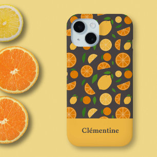 オレンジ&レモンパターン iPhone 15ケース