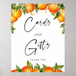 オレンジ・レモン柑橘類のカードとギフトサイン ポスター