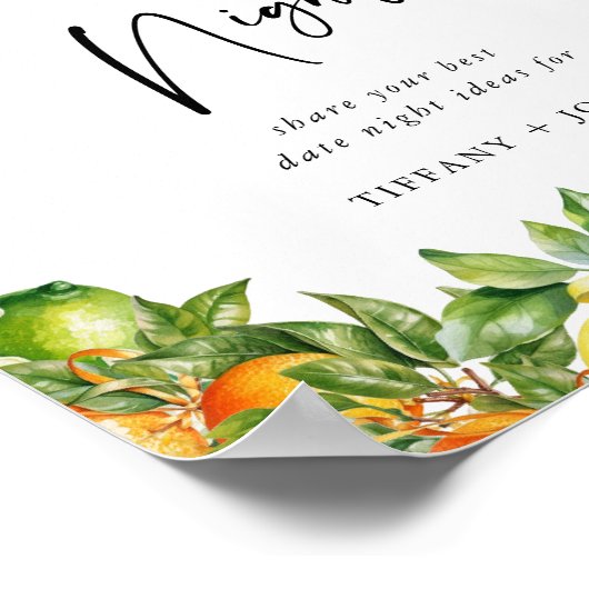 オレンジ・レモン柑橘類のブライダルシャワー日付ジャールゲーム ポスター (角)