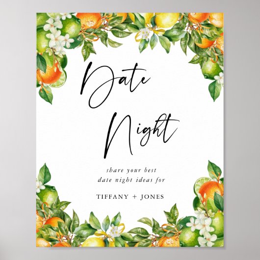 オレンジ・レモン柑橘類のブライダルシャワー日付ジャールゲーム ポスター (正面)