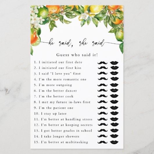 オレンジ・レモン・シトラス彼はゲームを言った (正面)