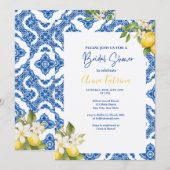 オレンジ レモン ブルータイル ウェディングシャワー インビテーション (正面/裏面)