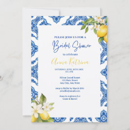 オレンジ レモン ブルータイル ウェディングシャワー インビテーション